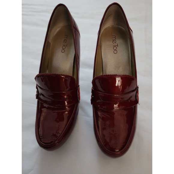 Me Too Women's Burgundy Patent Lather LORRE Penny Loafer Heels Pumps Size 9M - Picture 8 of 12